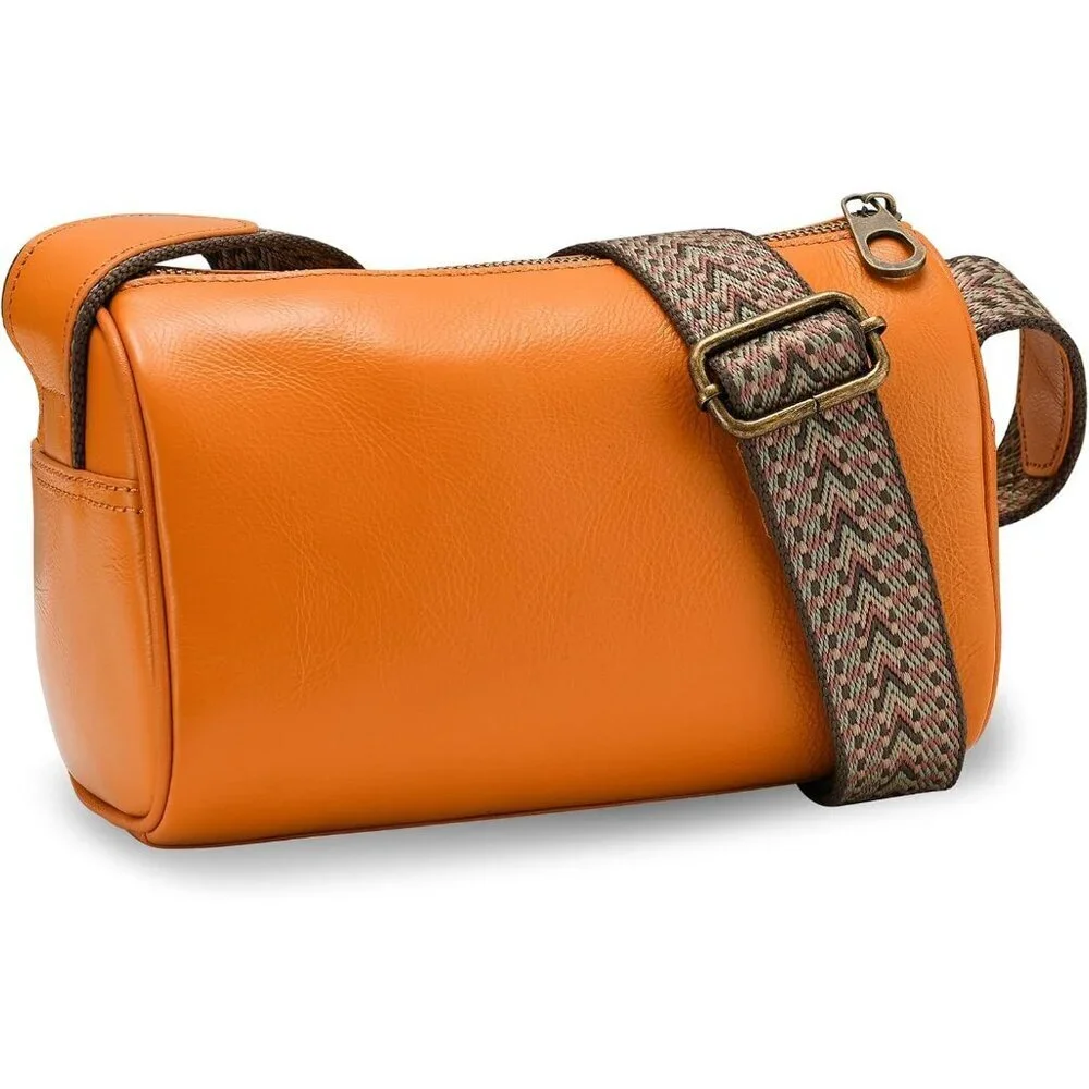 Leather Crossbody Bag Small Purses Women Zipper Coffee Color